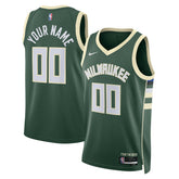 Nike Milwaukee Bucks Unisex Swingman Custom Jersey Hunter Green Icon Edition