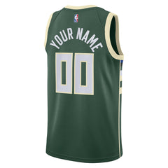 Nike Milwaukee Bucks Unisex Swingman Custom Jersey Hunter Green Icon Edition