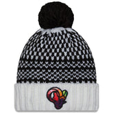 Los Angeles Rams New Era Women's 2023 NFL Crucial Catch Cuffed Pom Knit Hat - Black/White - NFL