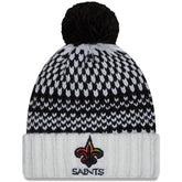 New Orleans Saints New Era Women's 2023 NFL Crucial Catch Cuffed Pom Knit Hat - Black/White - NFL