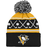 Pittsburgh Penguins Preschool Faceoff Cuffed Knit Hat with Pom - Black | NHL Clearance