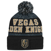 Vegas Golden Knights Youth Puck Cuffed Knit Hat with Pom - Black | NHL discount