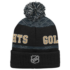 Vegas Golden Knights Youth Puck Cuffed Knit Hat with Pom - Black | NHL discount