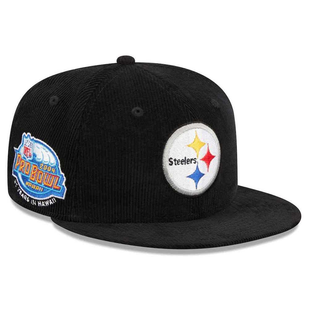 Pittsburgh Steelers New Era Throwback Cord 59FIFTY Fitted Hat - Black - NFL