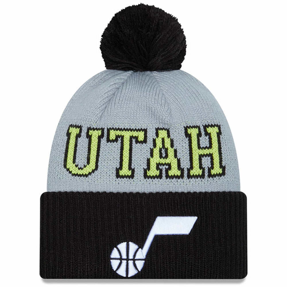 New Era Utah Jazz Tip-Off Two-Tone Cuffed Knit Hat with Pom Black/Gray