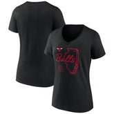 Chicago Bulls Women's Announcer V-Neck T-Shirt Black
