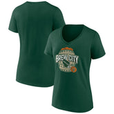 Milwaukee Bucks Women's Announcer V-Neck T-Shirt Hunter Green