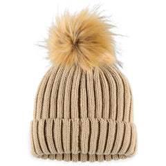 Las Vegas Raiders WEAR by Erin Andrews Women's Neutral Cuffed Knit Hat with Pom - Natural - NFL