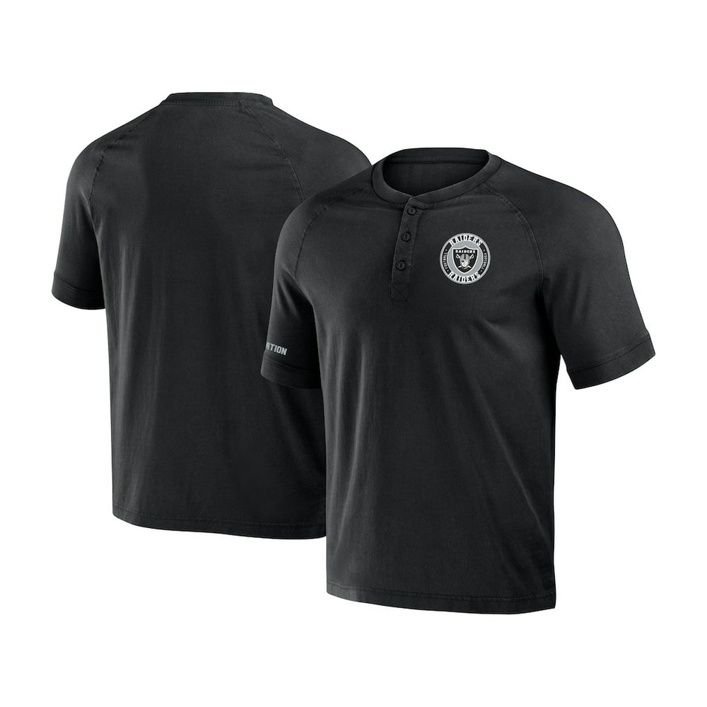 Las Vegas Raiders NFL x Darius Rucker Collection Washed Raglan Henley T-Shirt - Black - Fanatics