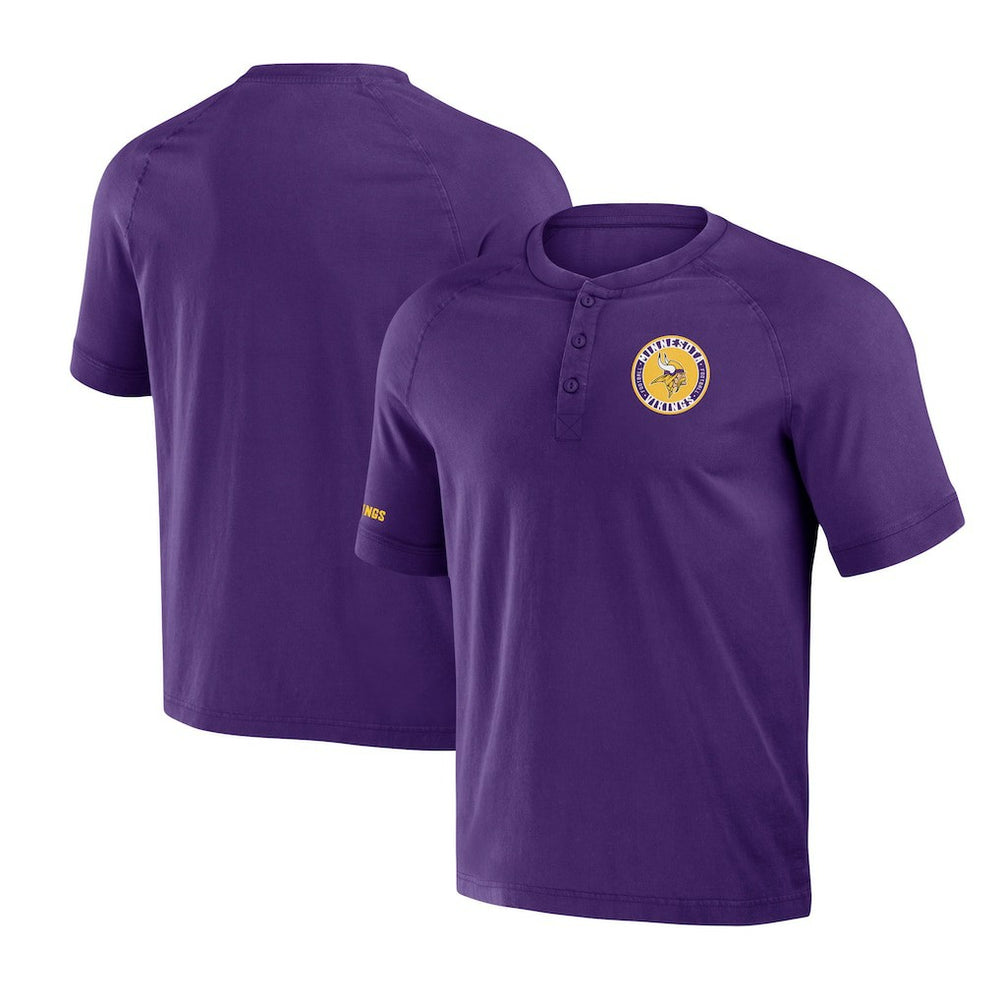 Minnesota Vikings NFL x Darius Rucker Collection Washed Raglan Henley T-Shirt - Purple - Fanatics