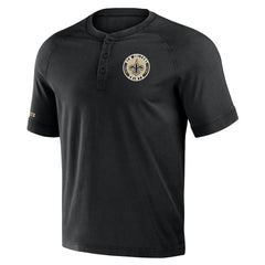 New Orleans Saints NFL x Darius Rucker Collection Washed Raglan Henley T-Shirt - Black - Fanatics