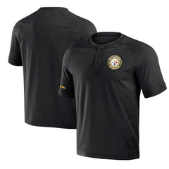 Pittsburgh Steelers NFL x Darius Rucker Collection Washed Raglan Henley T-Shirt - Black - Fanatics