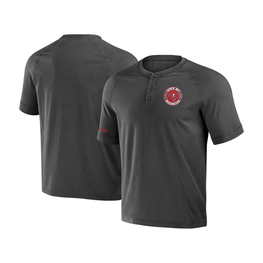 Tampa Bay Buccaneers NFL x Darius Rucker Collection Washed Raglan Henley T-Shirt - Pewter - Fanatics