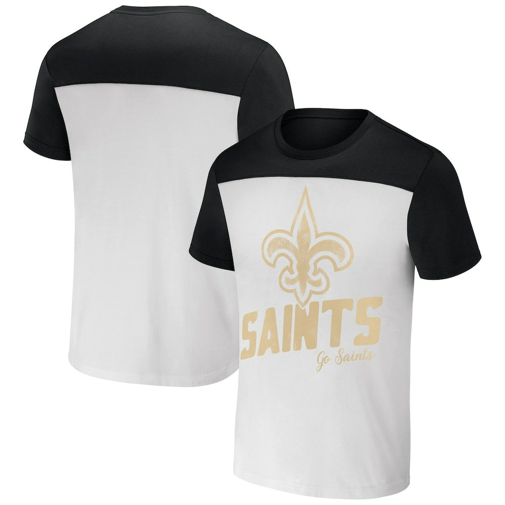 New Orleans Saints NFL x Darius Rucker Collection Colorblocked T-Shirt - White/Black - Fanatics
