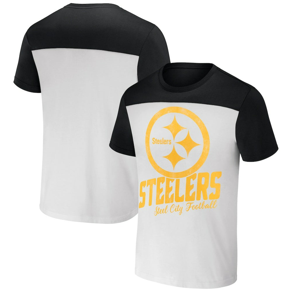 Pittsburgh Steelers NFL x Darius Rucker Collection Colorblocked T-Shirt - White/Black - Fanatics