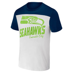 Seattle Seahawks NFL x Darius Rucker Collection Colorblocked T-Shirt - White/College Navy - Fanatics