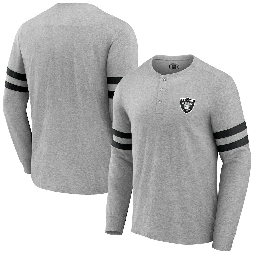Las Vegas Raiders NFL x Darius Rucker Collection Henley Long Sleeve T-Shirt - Heather Gray - Fanatics