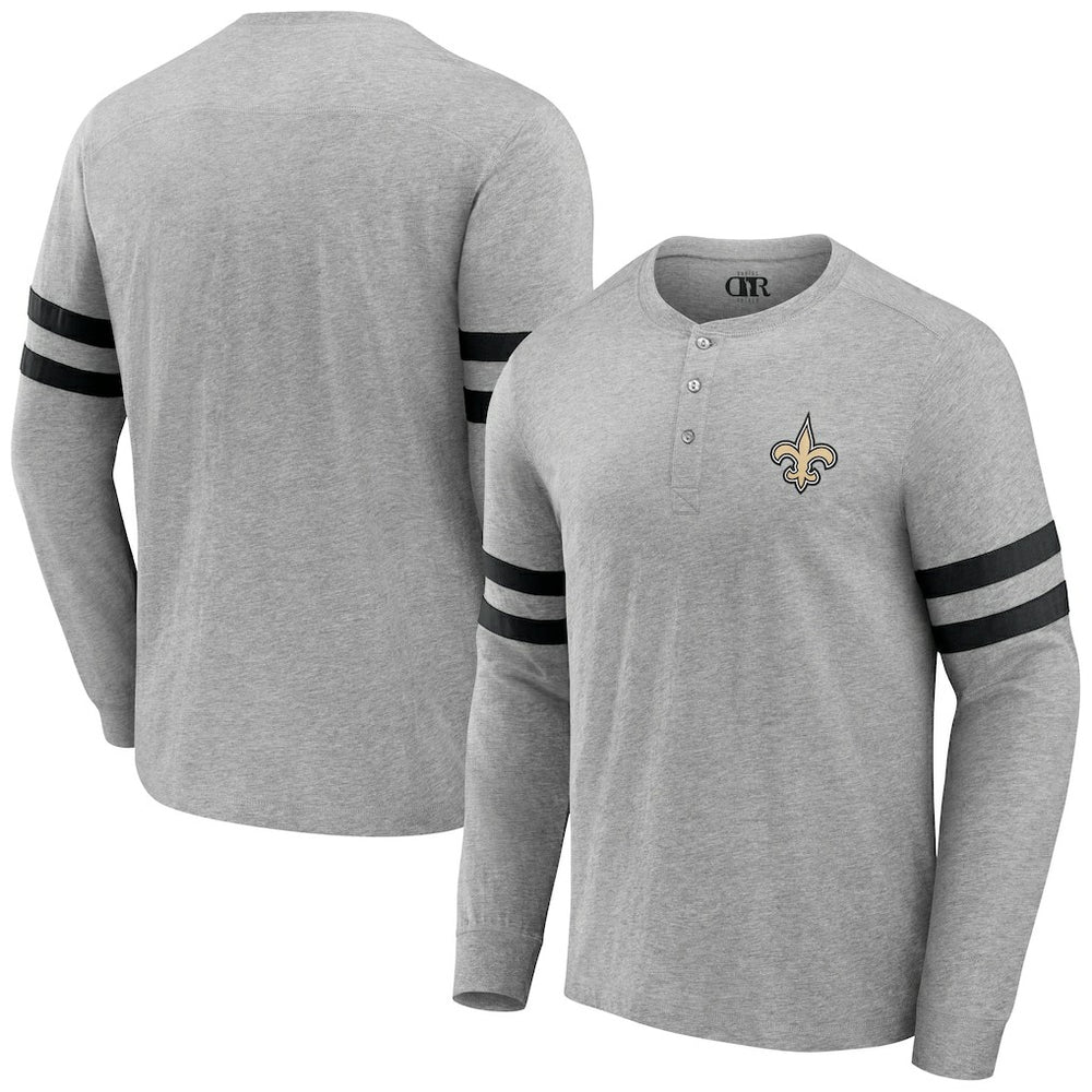 New Orleans Saints NFL x Darius Rucker Collection Henley Long Sleeve T-Shirt - Heather Gray - Fanatics