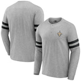 New Orleans Saints NFL x Darius Rucker Collection Henley Long Sleeve T-Shirt - Heather Gray - Fanatics