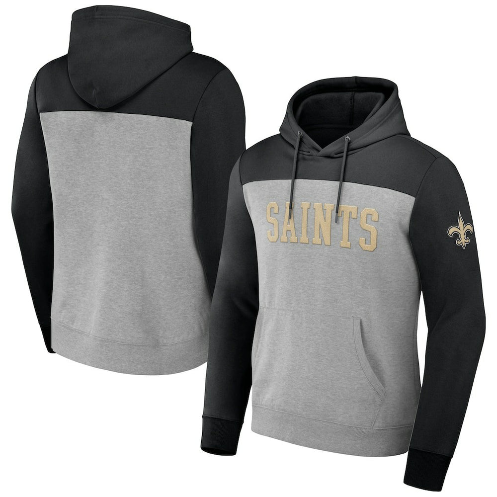 New Orleans Saints NFL x Darius Rucker Collection Color Blocked Pullover Hoodie - Heather Gray - Fanatics
