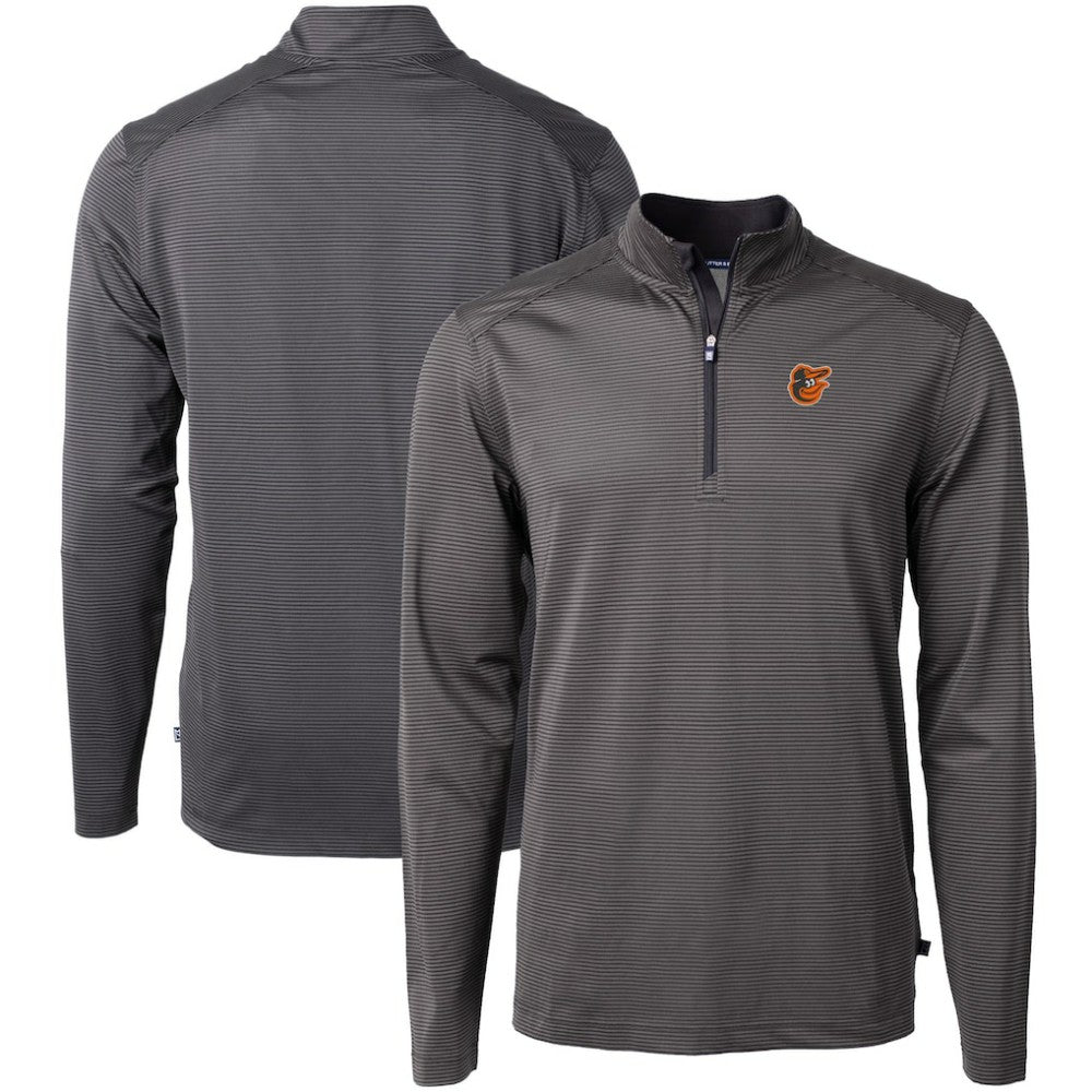 Baltimore Orioles Cutter & Buck Virtue Eco Pique Micro Stripe Recycled Quarter-Zip Pullover Top Outlet