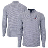 Boston Red Sox Cutter & Buck Virtue Eco Pique Micro Stripe Recycled Quarter-Zip Pullover Top Sale