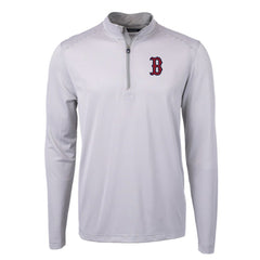 Boston Red Sox Cutter & Buck Virtue Eco Pique Micro Stripe Recycled Quarter-Zip Pullover Top for sale