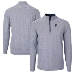 Detroit Tigers Cutter & Buck Virtue Eco Pique Micro Stripe Recycled Quarter-Zip Pullover Top Online