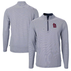 St. Louis Cardinals Cutter & Buck Virtue Eco Pique Micro Stripe Recycled Quarter-Zip Pullover Top Outlet