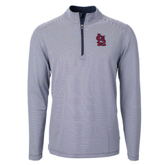 St. Louis Cardinals Cutter & Buck Virtue Eco Pique Micro Stripe Recycled Quarter-Zip Pullover Top Outlet