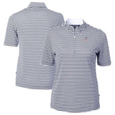 Atlanta Braves Cutter & Buck Women's Virtue Eco Pique Stripe Recycled Quarter-Zip Pullover Top Outlet