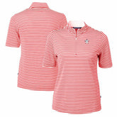 Houston Astros Cutter & Buck Women's Virtue Eco Pique Stripe Recycled Quarter-Zip Pullover Top Sale