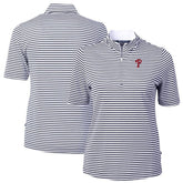 Philadelphia Phillies Cutter & Buck Women's Virtue Eco Pique Stripe Top Outlet