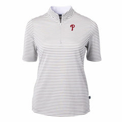 Philadelphia Phillies Cutter & Buck Women's Virtue Eco Pique Stripe Top for sale