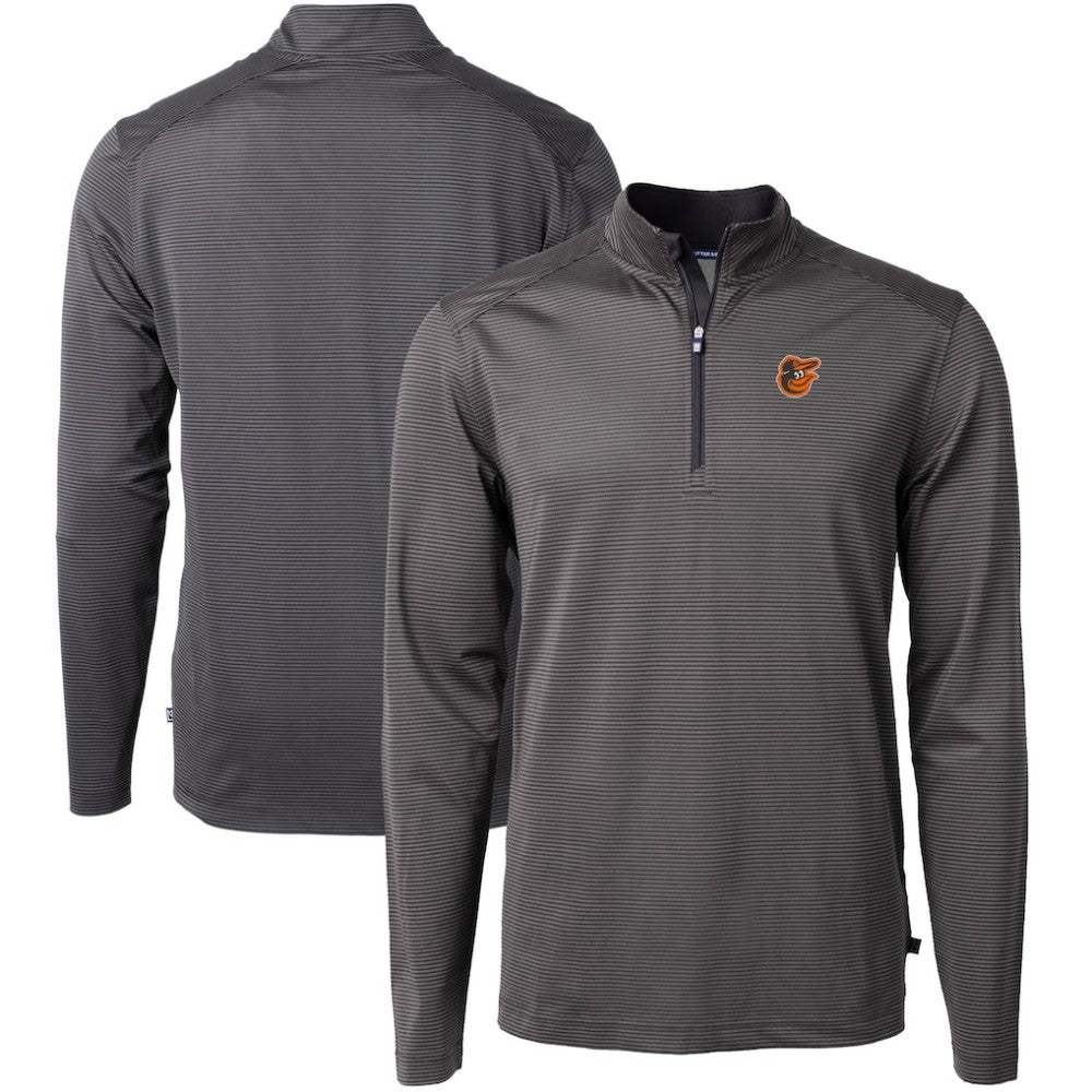 Baltimore Orioles Cutter & Buck Virtue Eco Pique Micro Stripe Big & Tall Recycled Quarter-Zip Pullover Top Sale