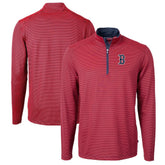 Boston Red Sox Cutter & Buck Virtue Eco Pique Micro Stripe Big & Tall Recycled Quarter-Zip Pullover Top Discount