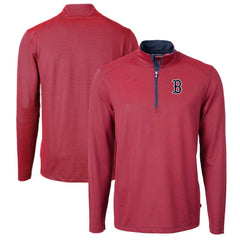 Boston Red Sox Cutter & Buck Virtue Eco Pique Micro Stripe Big & Tall Recycled Quarter-Zip Pullover Top Discount