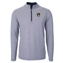 Milwaukee Brewers Cutter & Buck Virtue Eco Pique Micro Stripe Big & Tall Recycled Quarter-Zip Pullover Top Online