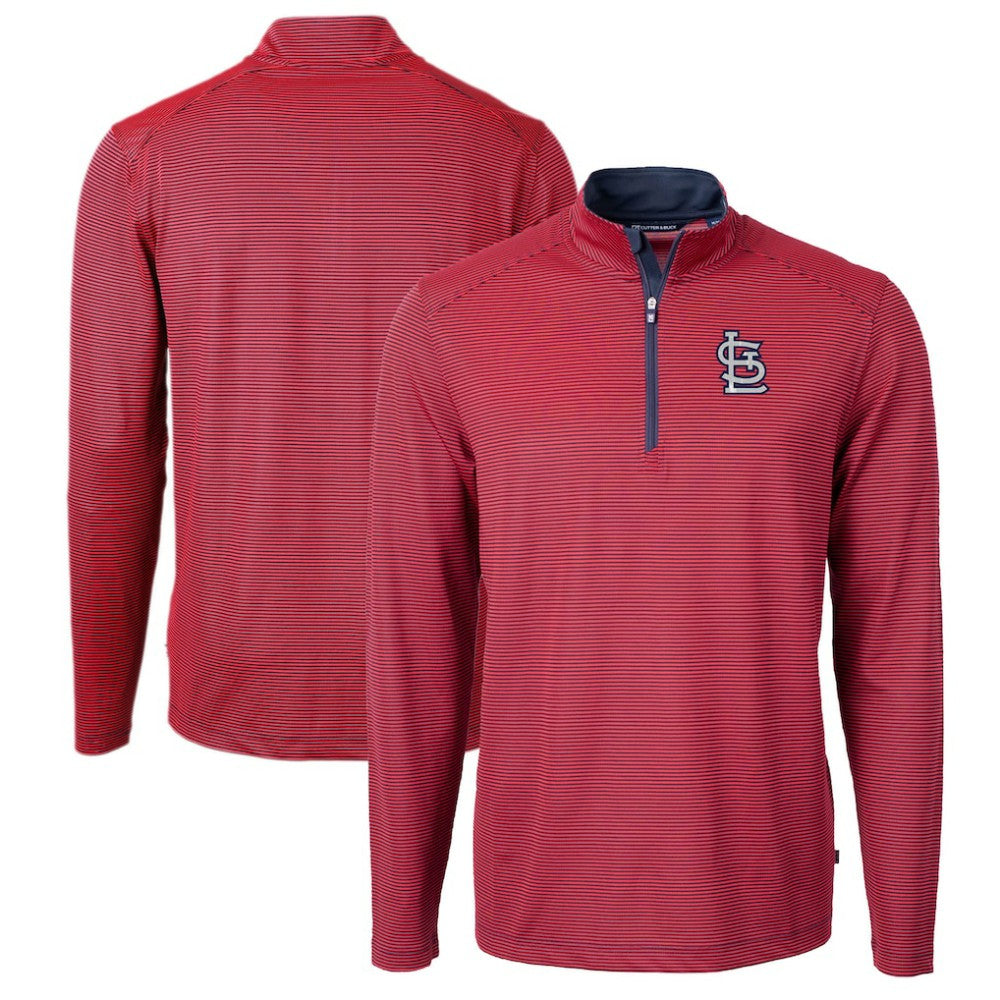 St. Louis Cardinals Cutter & Buck Virtue Eco Pique Micro Stripe Big & Tall Recycled Quarter-Zip Pullover Top Discount