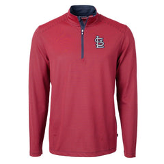 St. Louis Cardinals Cutter & Buck Virtue Eco Pique Micro Stripe Big & Tall Recycled Quarter-Zip Pullover Top Discount