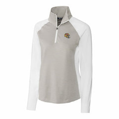 San Francisco 49ers Cutter & Buck Women's Helmet Logo DryTec Forge Tonal Stripe Stretch Half-Zip Top - White - NFL