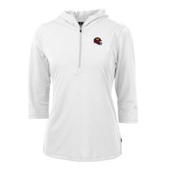 Washington Commanders Cutter & Buck Women's Helmet Logo DryTec Virtue Eco Pique Recycled Half-Zip Pullover Hoodie - White - NFL