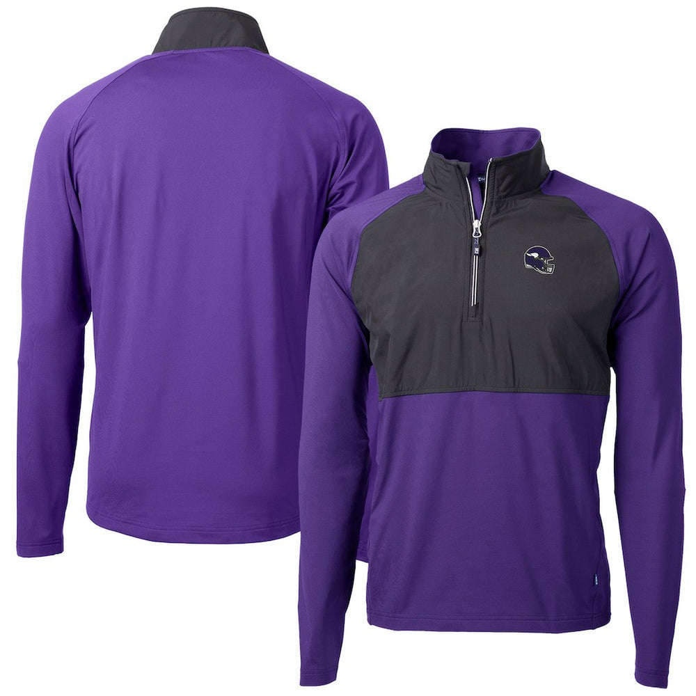 Minnesota Vikings Cutter & Buck Helmet Adapt Eco Knit Hybrid Recycled Quarter-Zip Pullover Top - Purple - NFL