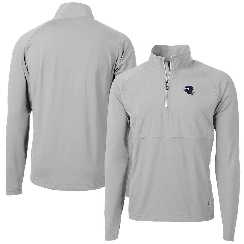 Minnesota Vikings Cutter & Buck Helmet Adapt Eco Knit Hybrid Recycled Quarter-Zip Pullover Top - Silver - NFL
