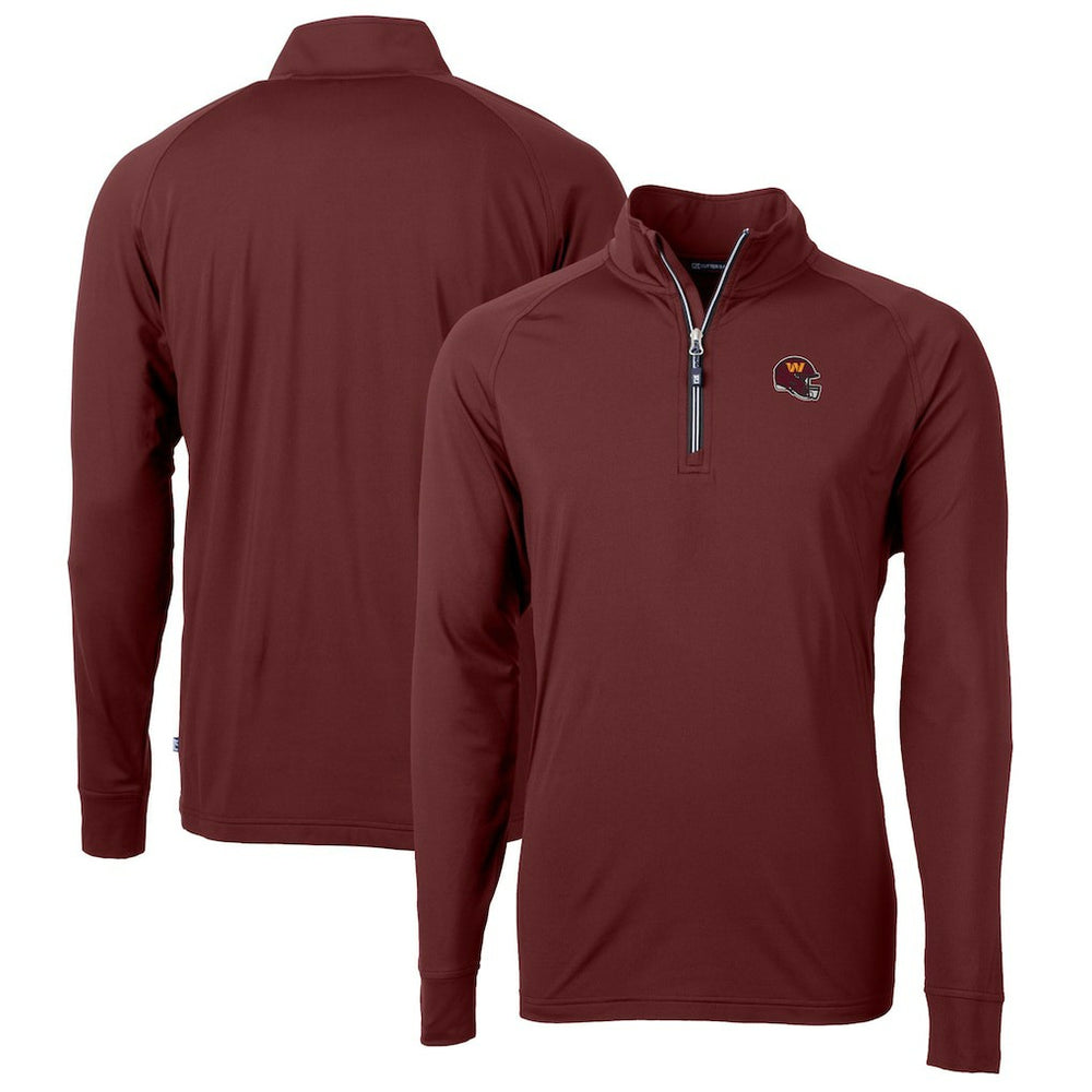 Washington Commanders Cutter & Buck Helmet Adapt Eco Knit Stretch Recycled Quarter-Zip Pullover Top - Burgundy - NFL