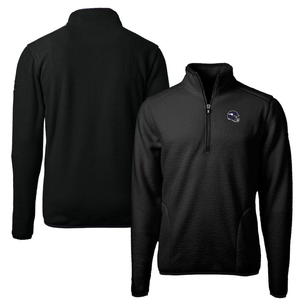 Minnesota Vikings Cutter & Buck Helmet Cascade Eco Sherpa Fleece Quarter-Zip Pullover Jacket - Black - NFL