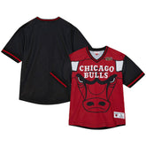 Mitchell & Ness Chicago Bulls Jumbotron 3.0 Mesh V-Neck T-Shirt Red