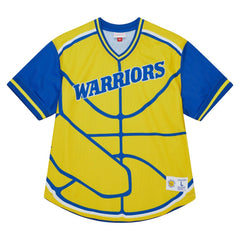 Mitchell & Ness Golden State Warriors Jumbotron 3.0 Mesh V-Neck T-Shirt Gold