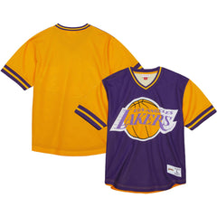 Mitchell & Ness Los Angeles Lakers Jumbotron 3.0 Mesh V-Neck T-Shirt Purple