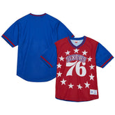 Mitchell & Ness Philadelphia 76ers Jumbotron 3.0 Mesh V-Neck T-Shirt Red